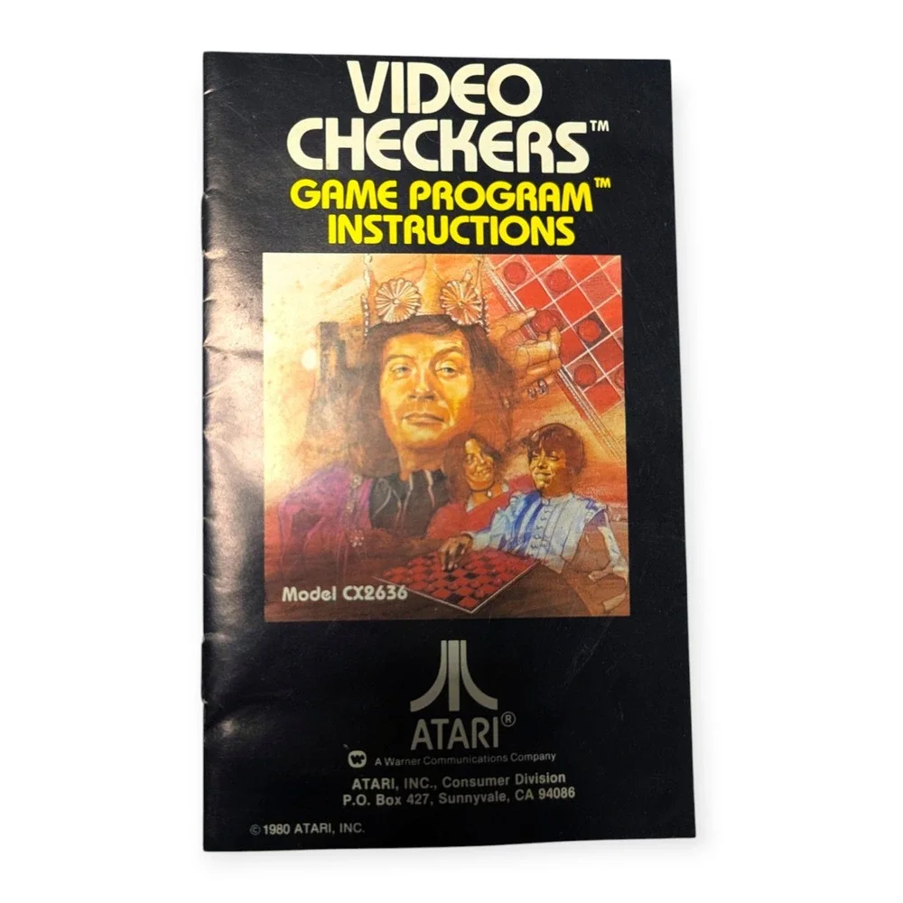 Atari 2600 Video Checkers CX2636 Game Cartridge CIB with Manual‎ and Catalog